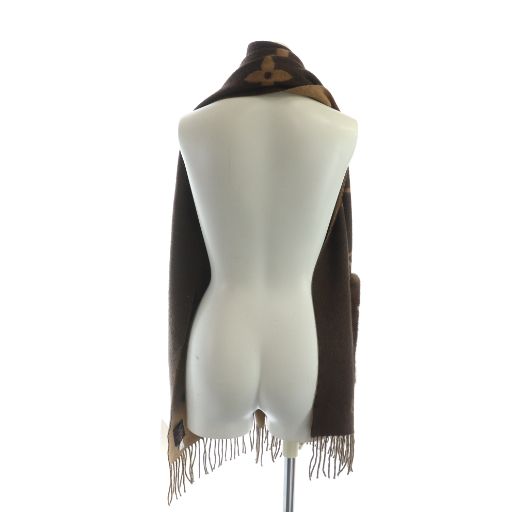 ルイヴィトン LOUIS VUITTON M 76643 エシャルプ コールド レイキャビック マフラー ストール ロゴ モノグラム カシミヤ ミンクファー 茶 ブラウン |MQ OH