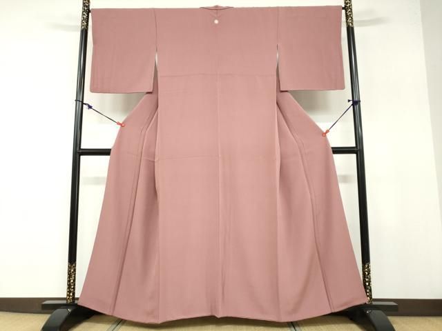 平和屋着物●上質な色無地 紋意匠 浅蘇芳色 正絹 ud