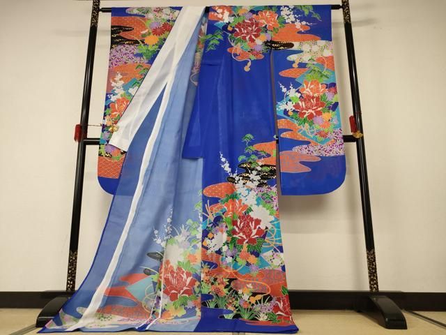 平和屋着物＊夏物 振袖 絽 吉祥花文 金彩 洗える着物 jd