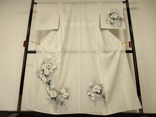 平和屋着物＊夏物 訪問着 絽 手描き 草花文 暈し染め 正絹 jd