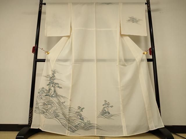 平和屋着物＊夏物 訪問着 絽 立波風景文 正絹 jd