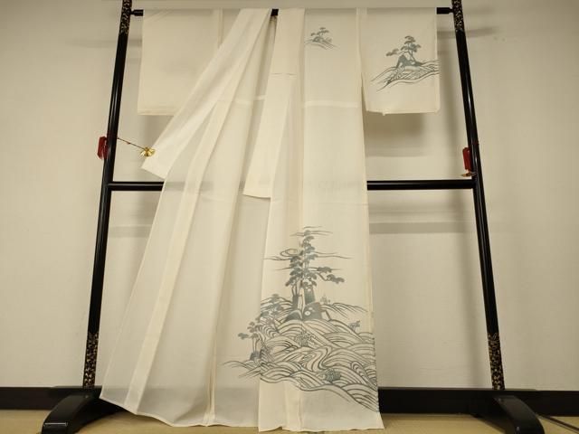 平和屋着物＊夏物 訪問着 絽 立波風景文 正絹 jd