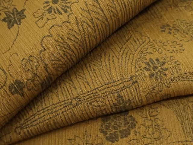 平和屋着物＊夏物 紗紬 ちぢみ織 風景花文 正絹 jd