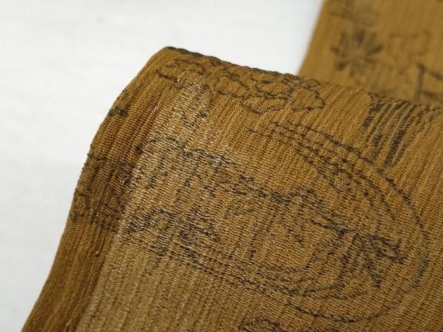  平和屋着物＊夏物 紗紬 ちぢみ織 風景花文 正絹 jd 紬 着物