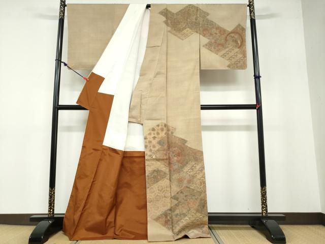 平和屋着物○中国三大刺繍 スワトウ刺繍 汕頭刺繍 総刺繍 訪問着 紬地