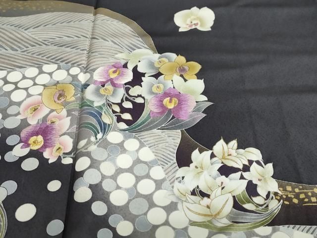  平和屋着物●訪問着 刺繍 道長草花丸文 暈し染め 金彩 正絹 ud 訪問着 付け下げ 着物