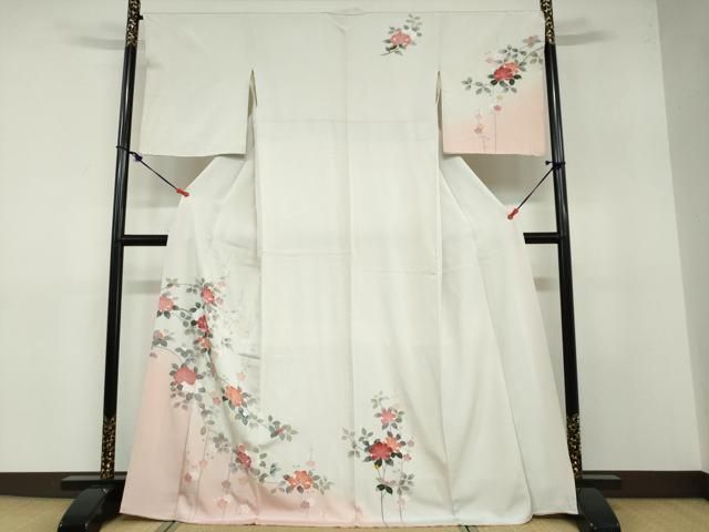 平和屋着物●訪問着 友禅 枝花文 暈し染め 正絹 ud