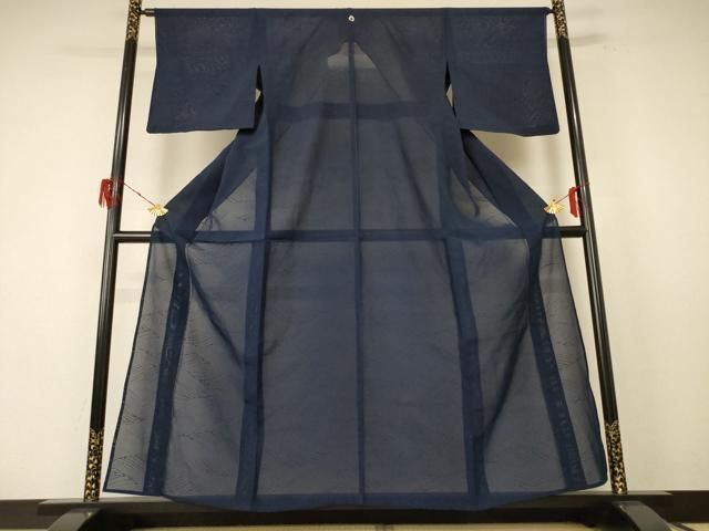 平和屋着物＊夏物 色無地 立波紋紗 藍鉄色 正絹 jd