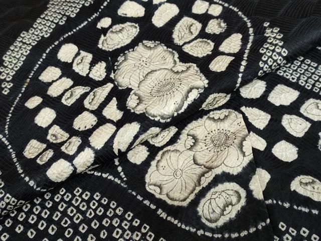 平和屋着物○訪問着 絞り 辻が花 黒地 正絹 逸品 DABB0316ud - メルカリ