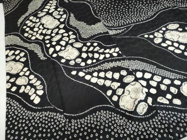 平和屋着物○訪問着 絞り 辻が花 黒地 正絹 逸品 DABB0316ud - メルカリ