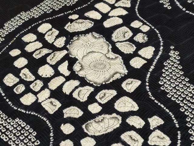 平和屋着物○訪問着 絞り 辻が花 黒地 正絹 逸品 DABB0316ud - メルカリ