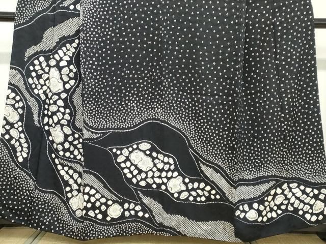 平和屋着物○訪問着 絞り 辻が花 黒地 正絹 逸品 DABB0316ud - メルカリ