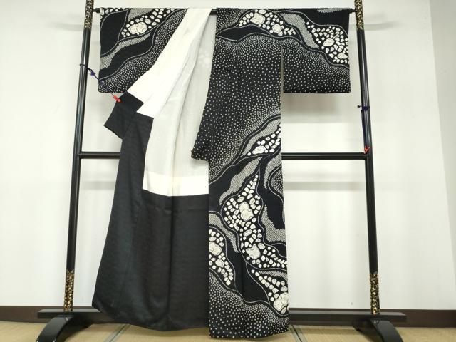 平和屋着物○訪問着 絞り 辻が花 黒地 正絹 逸品 DABB0316ud - メルカリ