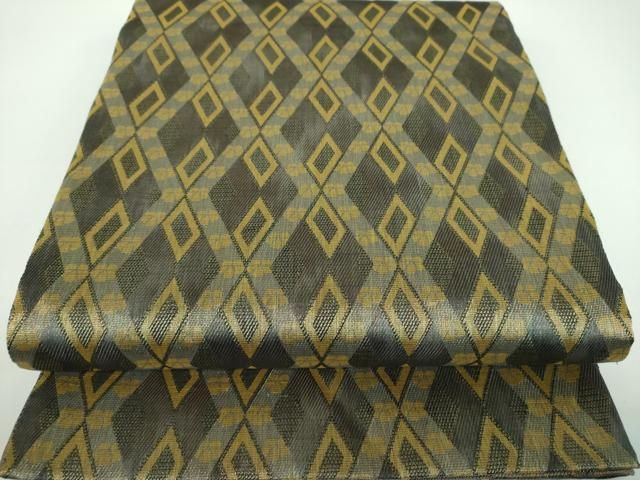 平和屋着物○本場奄美大島本泥染 赤塚次男 両方向 両面全通柄袋帯 菱間