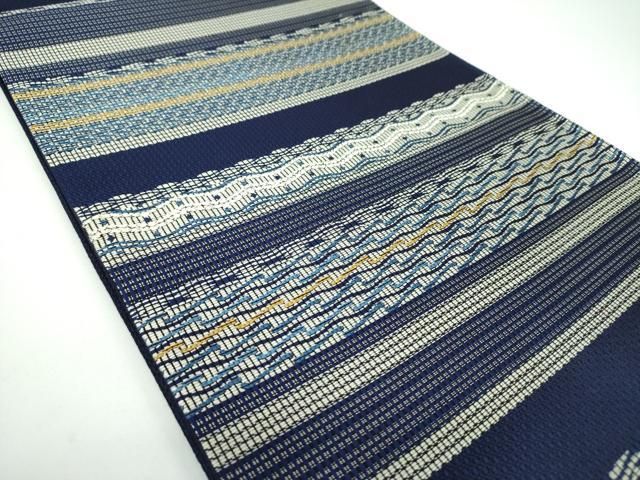 平和屋着物●六通柄袋帯 横段文 正絹 ♥ ps