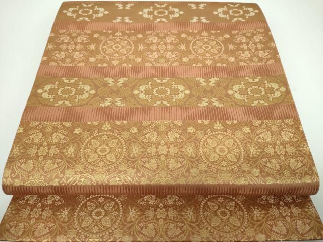 平和屋着物○西陣織 陰山織物謹製 箔屋清兵衛 六通柄袋帯 横段花文