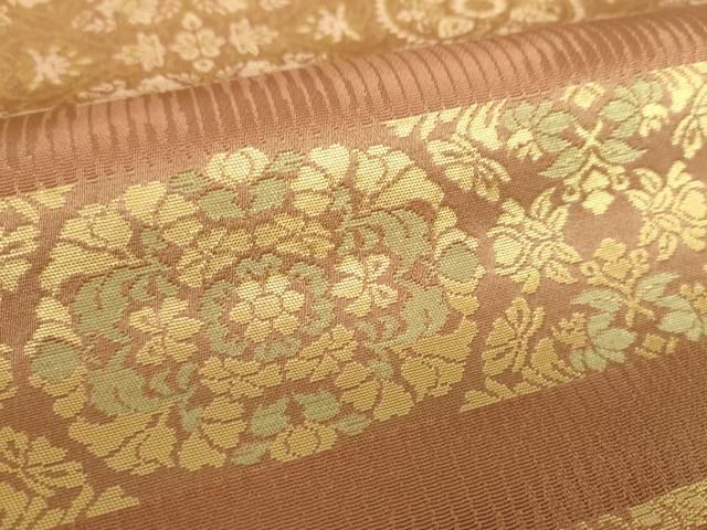 平和屋着物○西陣織 陰山織物謹製 箔屋清兵衛 六通柄袋帯 横段花文
