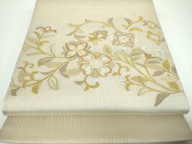 平和屋着物▽太鼓柄袋帯 スリーシーズン 春夏秋 すくい織 更紗花文 金銀糸 正絹 ps