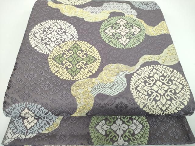 平和屋着物○六通柄袋帯 唐織 平安王朝襲色月 金糸 正絹 逸品 未使用