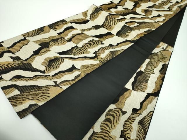 平和屋着物○六通柄袋帯 櫛織り 霞文 金糸 正絹 逸品 DABB4093ps