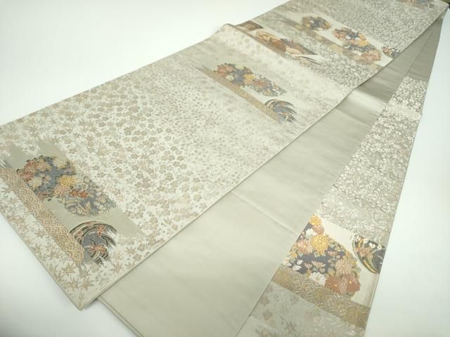 平和屋着物○西陣の名門 加納幸謹製 六通柄袋帯 唐織 扇面鳳凰 花丸文