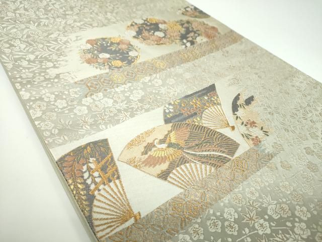 平和屋着物○西陣の名門 加納幸謹製 六通柄袋帯 唐織 扇面鳳凰 花丸文