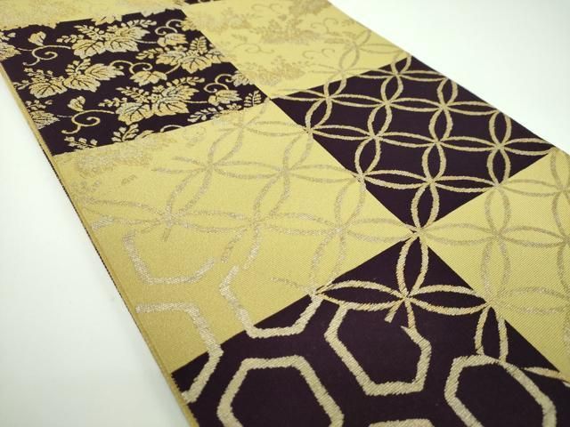 平和屋着物○善之助 着物ブランド 一期一会 全通柄袋帯 市松桐文 金