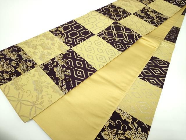 平和屋着物○善之助 着物ブランド 一期一会 全通柄袋帯 市松桐文 金