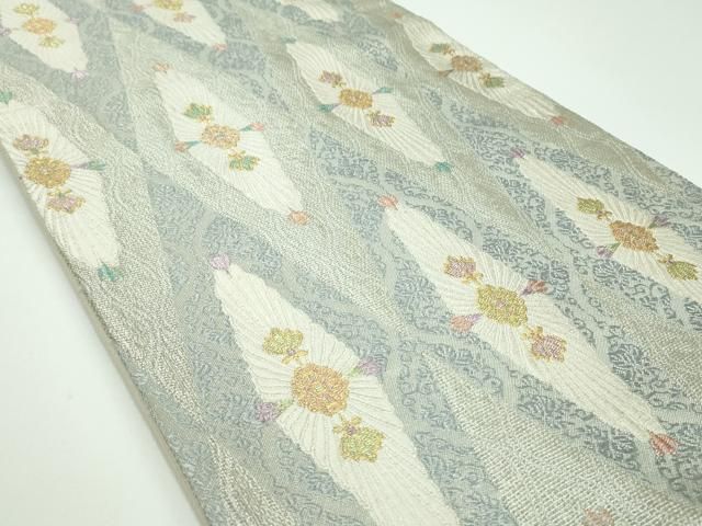 平和屋着物●六通柄袋帯 唐織 花菱文 金銀糸 正絹 ps