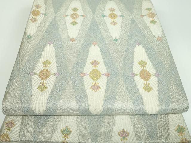 平和屋着物●六通柄袋帯 唐織 花菱文 金銀糸 正絹 ps