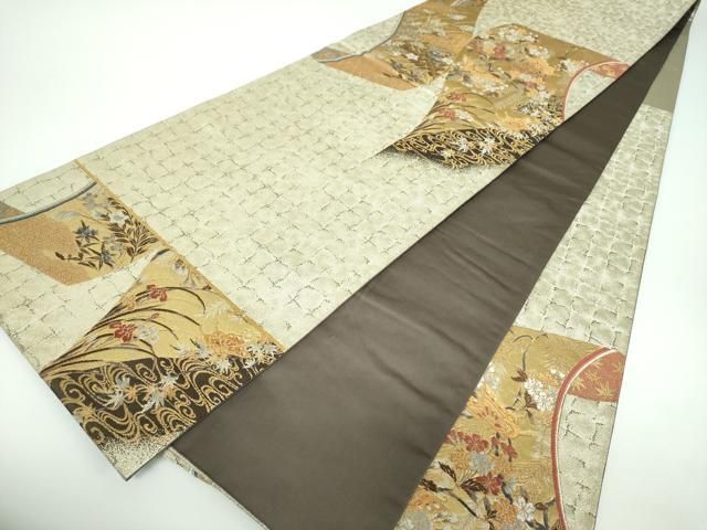 平和屋着物○西陣の名門 加納幸謹製 六通柄袋帯 唐織 舞蝶花絵巻 金