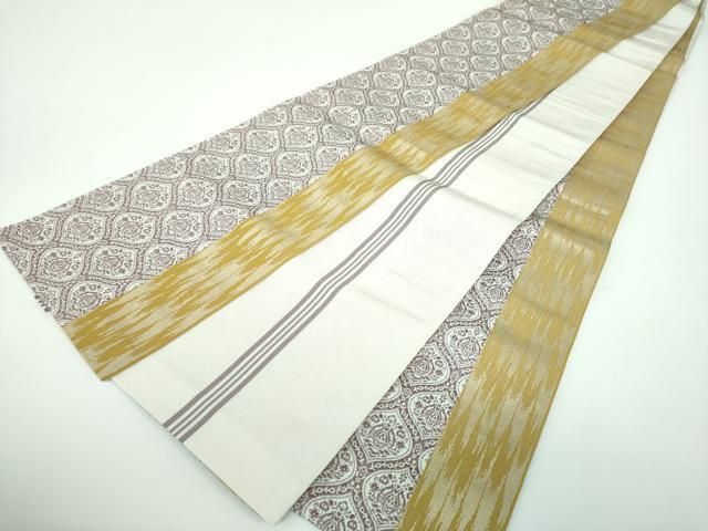 平和屋着物○本場筑前博多織 両面 半幅帯 更紗花間道 井上絹織謹製