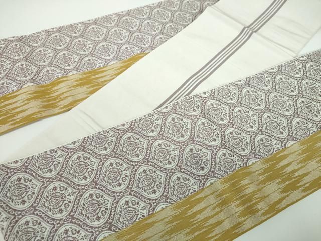 平和屋着物○本場筑前博多織 両面 半幅帯 更紗花間道 井上絹織謹製