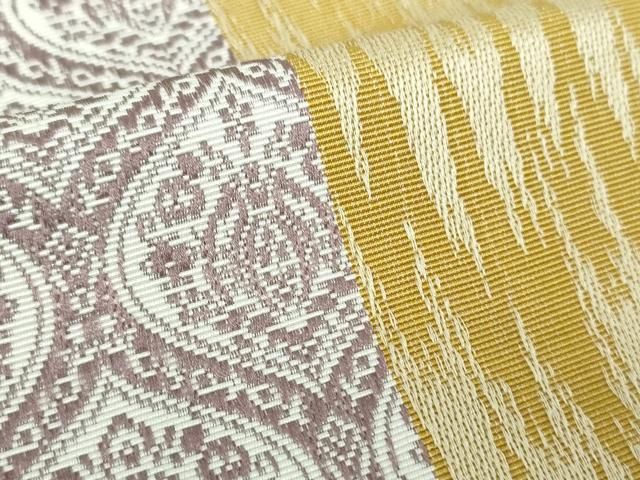 平和屋着物○本場筑前博多織 両面 半幅帯 更紗花間道 井上絹織謹製