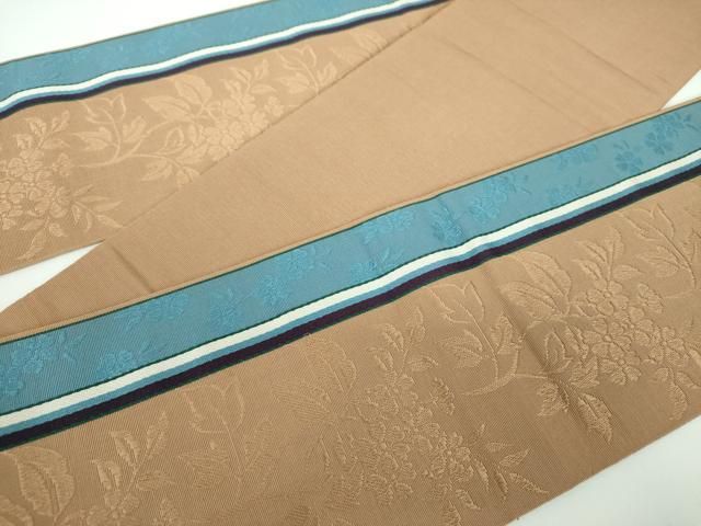 平和屋着物●本場筑前博多織 半幅帯 枝花間道 正絹 ♥ ps