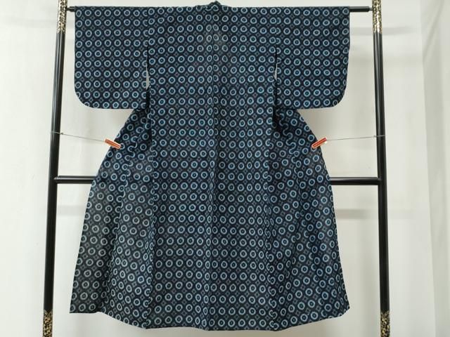 平和屋着物●久留米絣 単衣 吉祥文 綿 正絹 yc