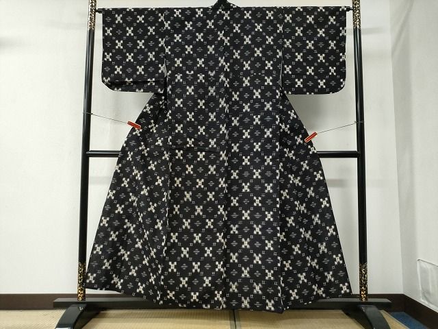 平和屋着物●久留米絣 単衣 吉祥文 綿 yc