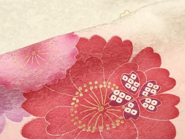平和屋着物○豪華振袖 駒刺繍 雪輪草花文 暈し染め 金彩 正絹 逸品