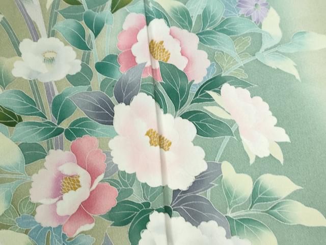  平和屋着物●訪問着 友禅 草花文 暈し染め 正絹 yc 訪問着 付け下げ 着物