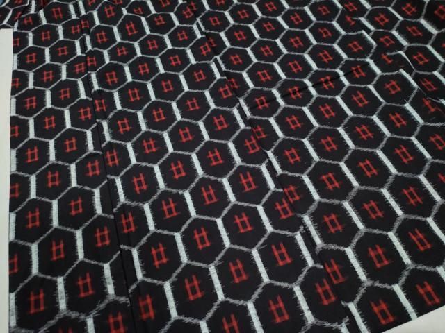 平和屋着物○久留米絣 単衣 亀甲井桁絣 綿 逸品 未使用 CABB4686yc