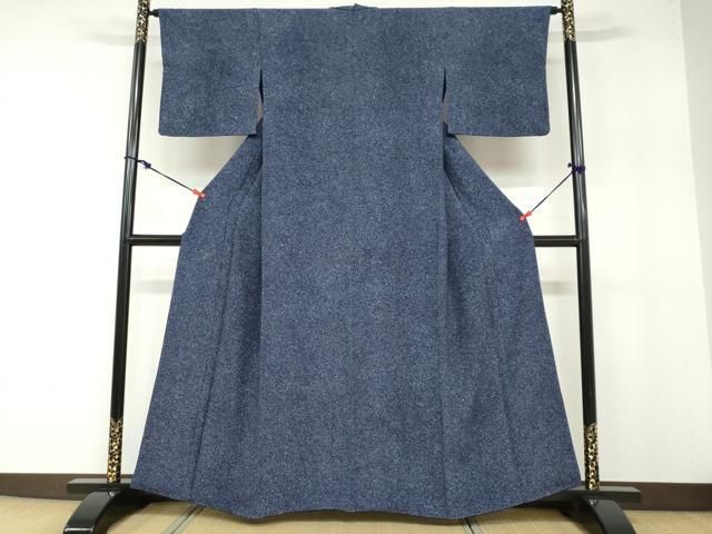 平和屋着物●上質な小紋 本藍 霞文 正絹 ud