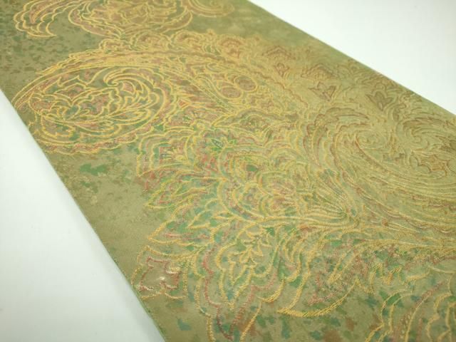 平和屋着物●西陣 川島織物 六通柄 本袋帯 更紗花文 金糸 引箔 正絹 ps