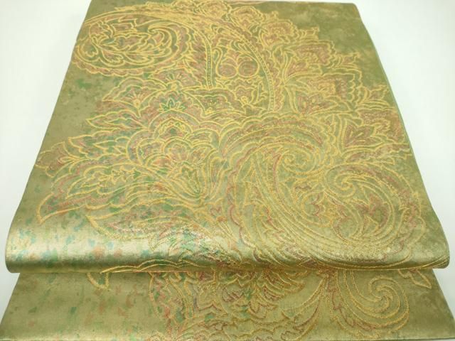 平和屋着物●西陣 川島織物 六通柄 本袋帯 更紗花文 金糸 引箔 正絹 ps