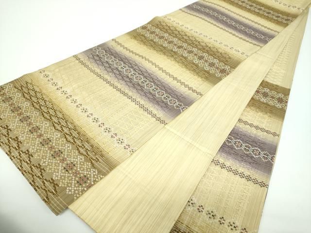 平和屋着物○西陣 橋本テル織物謹製 六通柄袋帯 バンブー花織 横段文