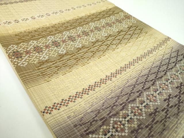 平和屋着物○西陣 橋本テル織物謹製 六通柄袋帯 バンブー花織 横段文