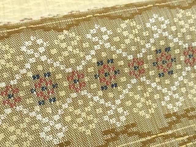 平和屋着物○西陣 橋本テル織物謹製 六通柄袋帯 バンブー花織 横段文