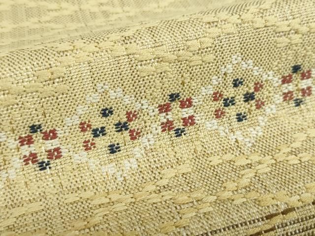 平和屋着物○西陣 橋本テル織物謹製 六通柄袋帯 バンブー花織 横段文