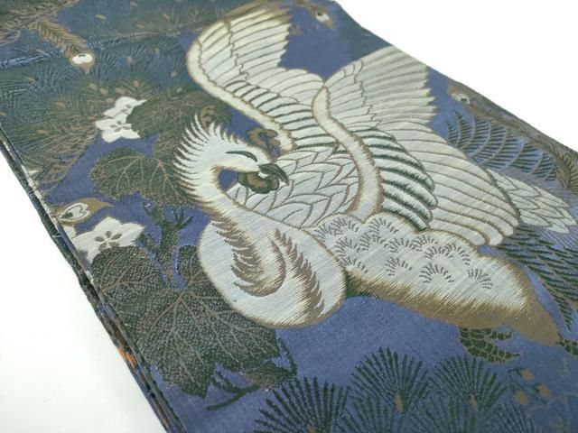 平和屋着物●アンティーク 大正ロマン 丸帯 引き抜き帯 鳳凰花文 正絹 ps