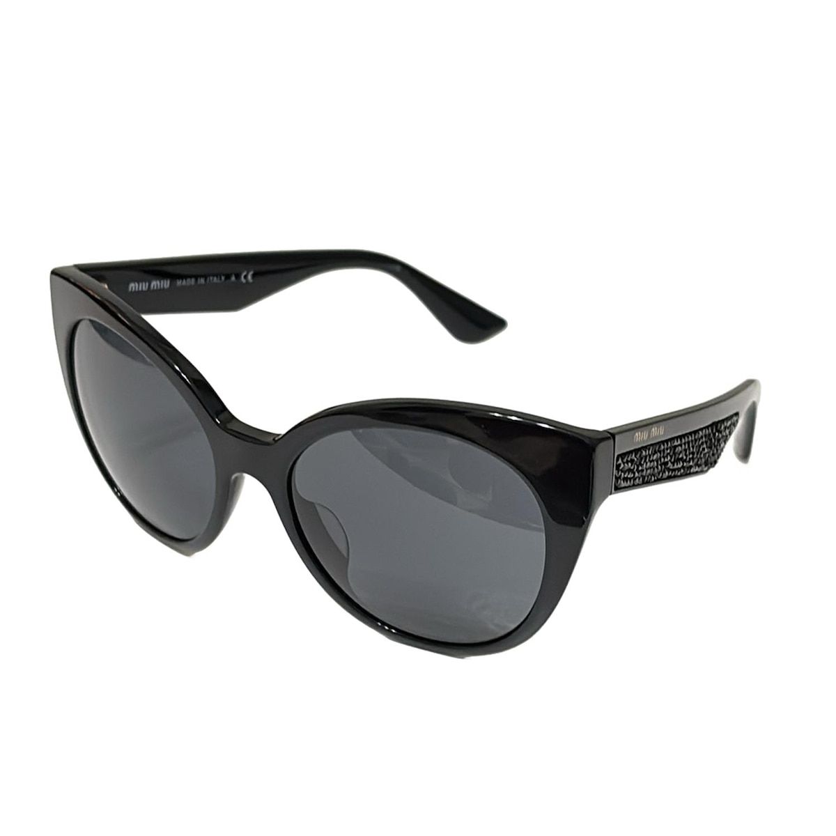 miumiu ミュウミュウ サングラス - SMU 07 R-A 黒×ダークグレー ラメ