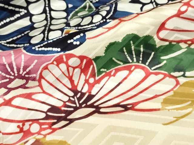  平和屋着物●訪問着 紅型 枝垂れ藤松文 正絹 ud 訪問着 付け下げ 着物